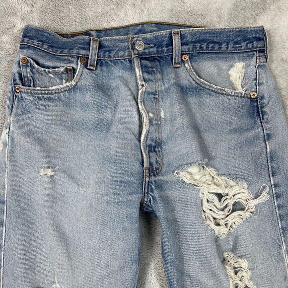 VTG Levi's 501 XX Jeans Mens 35x32 Actaul 32x28 Blue Denim Distressed Button Fly - Picture 2 of 16
